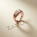 1.10 Ct Round Cut Square Signet Moissanite Ring