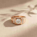 1.10 Ct Round Cut Square Signet Moissanite Ring