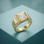 1.10 Ct Round Cut Square Signet Moissanite Ring
