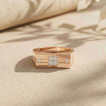 0.25 Ct Princess Cut Geometric Signet Moissanite Ring