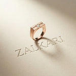 0.25 Ct Princess Cut Geometric Signet Moissanite Ring