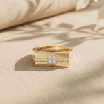 0.25 Ct Princess Cut Geometric Signet Moissanite Ring