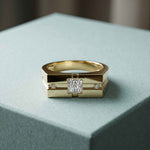 0.25 Ct Princess Cut Geometric Signet Moissanite Ring