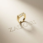 0.25 Ct Princess Cut Geometric Signet Moissanite Ring