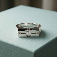 0.25 Ct Princess Cut Geometric Signet Moissanite Ring