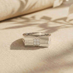 0.25 Ct Princess Cut Geometric Signet Moissanite Ring
