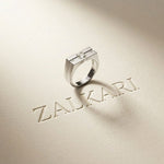 0.25 Ct Princess Cut Geometric Signet Moissanite Ring