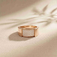 0.25 Ct Round Cut Pavé Signet Moissanite Ring