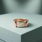 0.25 Ct Round Cut Pavé Signet Moissanite Ring