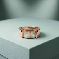 0.25 Ct Round Cut Pavé Signet Moissanite Ring