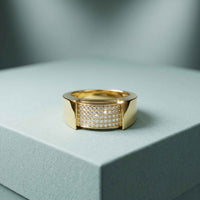 0.25 Ct Round Cut Pavé Signet Moissanite Ring
