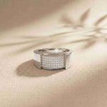 0.25 Ct Round Cut Pavé Signet Moissanite Ring