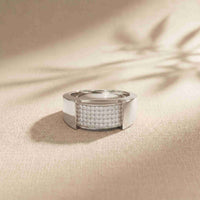 0.25 Ct Round Cut Pavé Signet Moissanite Ring
