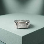 0.25 Ct Round Cut Pavé Signet Moissanite Ring