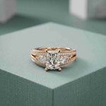 3.15 Ct Radiant Cut Moissanite Split Shank Ring