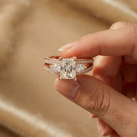 3.15 Ct Radiant Cut Moissanite Split Shank Ring