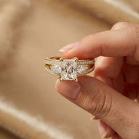 3.15 Ct Radiant Cut Moissanite Split Shank Ring