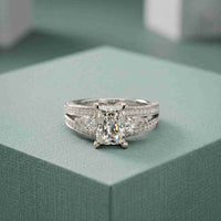 3.15 Ct Radiant Cut Moissanite Split Shank Ring