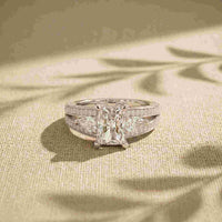 3.15 Ct Radiant Cut Moissanite Split Shank Ring