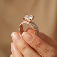 4.25 Ct Cushion Cut Moissanite Multi-Pavé Statement Ring