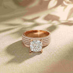 4.25 Ct Cushion Cut Moissanite Multi-Pavé Statement Ring