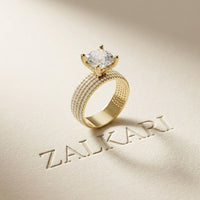 4.25 Ct Cushion Cut Moissanite Multi-Pavé Statement Ring
