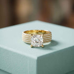 4.25 Ct Cushion Cut Moissanite Multi-Pavé Statement Ring