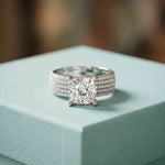 4.25 Ct Cushion Cut Moissanite Multi-Pavé Statement Ring