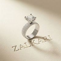 4.25 Ct Cushion Cut Moissanite Multi-Pavé Statement Ring