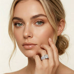 4.25 Ct Cushion Cut Moissanite Multi-Pavé Statement Ring