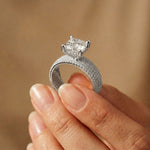 4.25 Ct Cushion Cut Moissanite Multi-Pavé Statement Ring