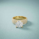 4.25 Ct Round Cut Moissanite Grand Pavé Statement Ring