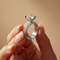 4.25 Ct Round Cut Moissanite Grand Pavé Statement Ring