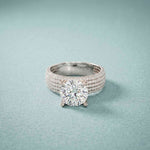 4.25 Ct Round Cut Moissanite Grand Pavé Statement Ring