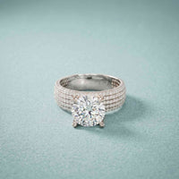 4.25 Ct Round Cut Moissanite Grand Pavé Statement Ring
