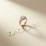4.05 Ct Round Cut Moissanite Halo Baguette Statement Ring