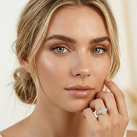 4.05 Ct Round Cut Moissanite Halo Baguette Statement Ring
