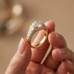 4.05 Ct Round Cut Moissanite Halo Baguette Statement Ring