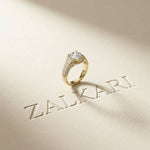 4.05 Ct Round Cut Moissanite Halo Baguette Statement Ring