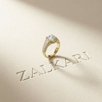 4.05 Ct Round Cut Moissanite Halo Baguette Statement Ring