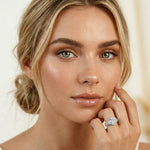 4.05 Ct Round Cut Moissanite Halo Baguette Statement Ring