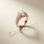4.05 Ct Cushion Cut Moissanite Halo Baguette Statement Ring