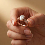 2.30 Ct Pear Cut Moissanite Tapered Pavé Engagement Ring