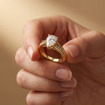 2.30 Ct Pear Cut Moissanite Tapered Pavé Engagement Ring