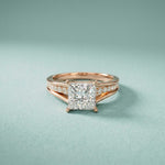 2.30 Ct Princess Cut Moissanite Tapered Accent Engagement Ring