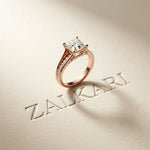 2.30 Ct Princess Cut Moissanite Tapered Accent Engagement Ring