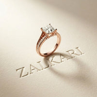2.30 Ct Princess Cut Moissanite Tapered Accent Engagement Ring
