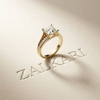 2.30 Ct Princess Cut Moissanite Tapered Accent Engagement Ring