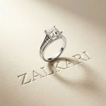 2.30 Ct Princess Cut Moissanite Tapered Accent Engagement Ring