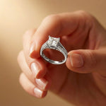 2.30 Ct Princess Cut Moissanite Tapered Accent Engagement Ring